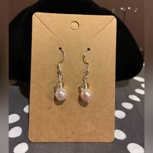 Cute pink pearls with clear balls, handmade, sterling silver, NWOT